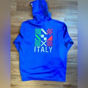 NWT PUMA Ftbl Core ITALY Fleece Hoodie 770096-08 Sz L Team Power Blue/White